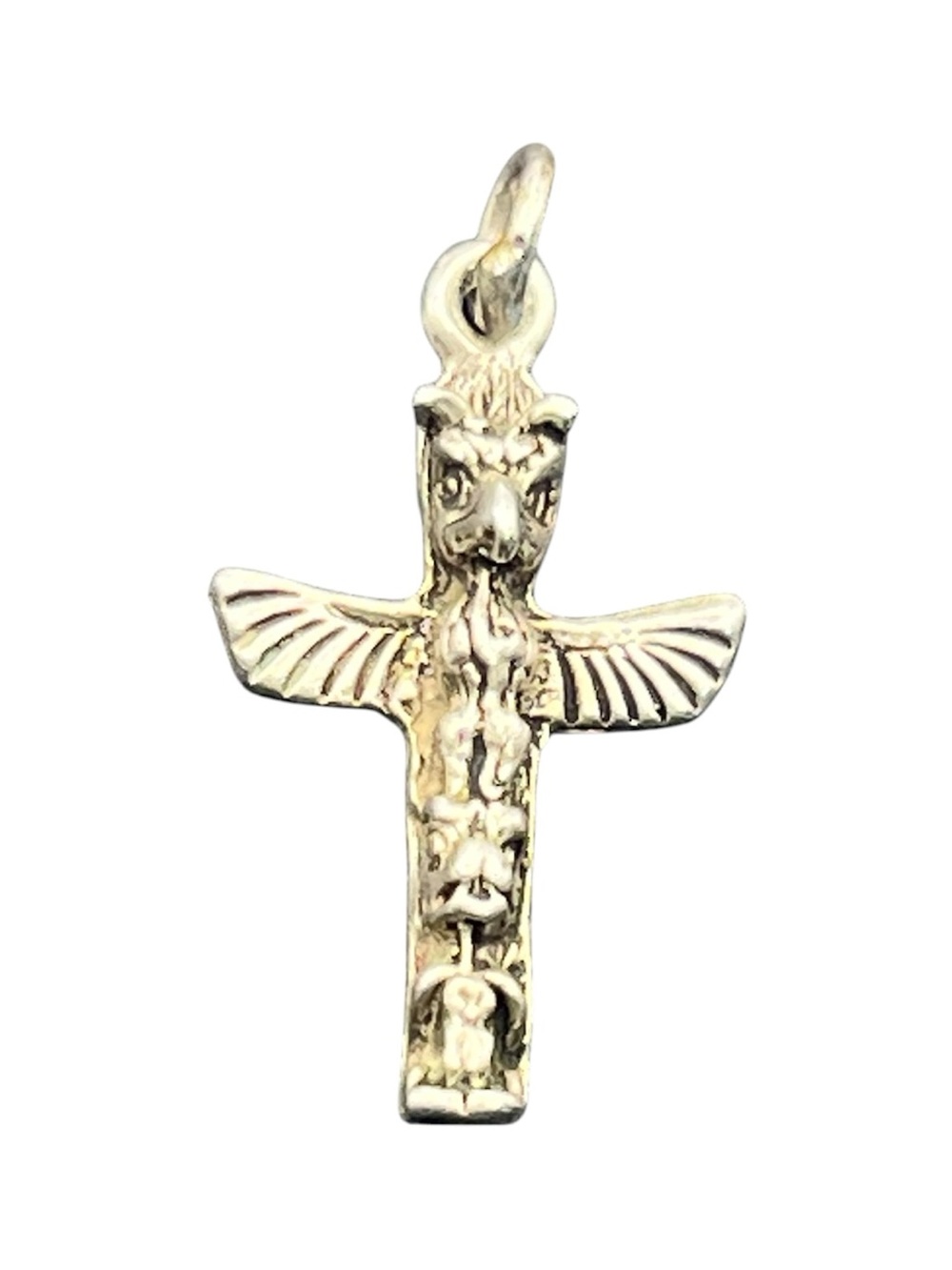 Totem pole Native American style sterling silver animal pendant for necklace